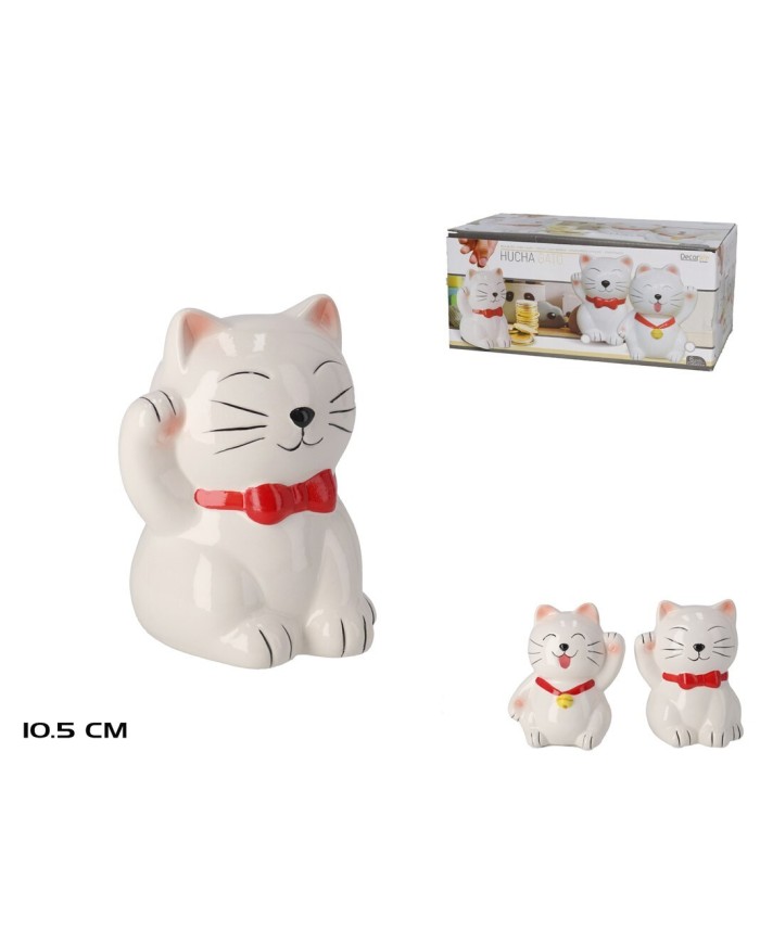 HUCHA GATO BLANCO 10,5 CM 2 SURT.