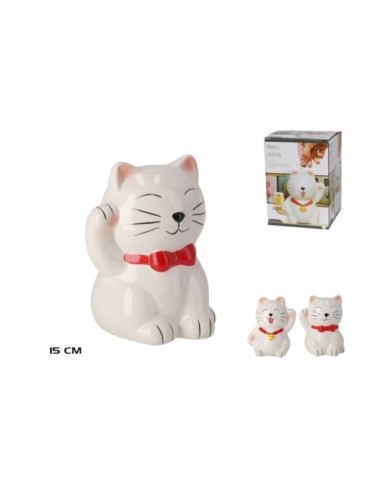 HUCHA GATO BLANCO 15 CM 2 SURT.