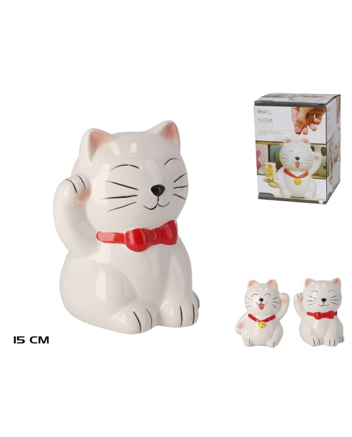 HUCHA GATO BLANCO 15 CM 2 SURT.