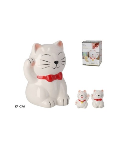 HUCHA GATO BLANCO 17 CM 2 SURT.