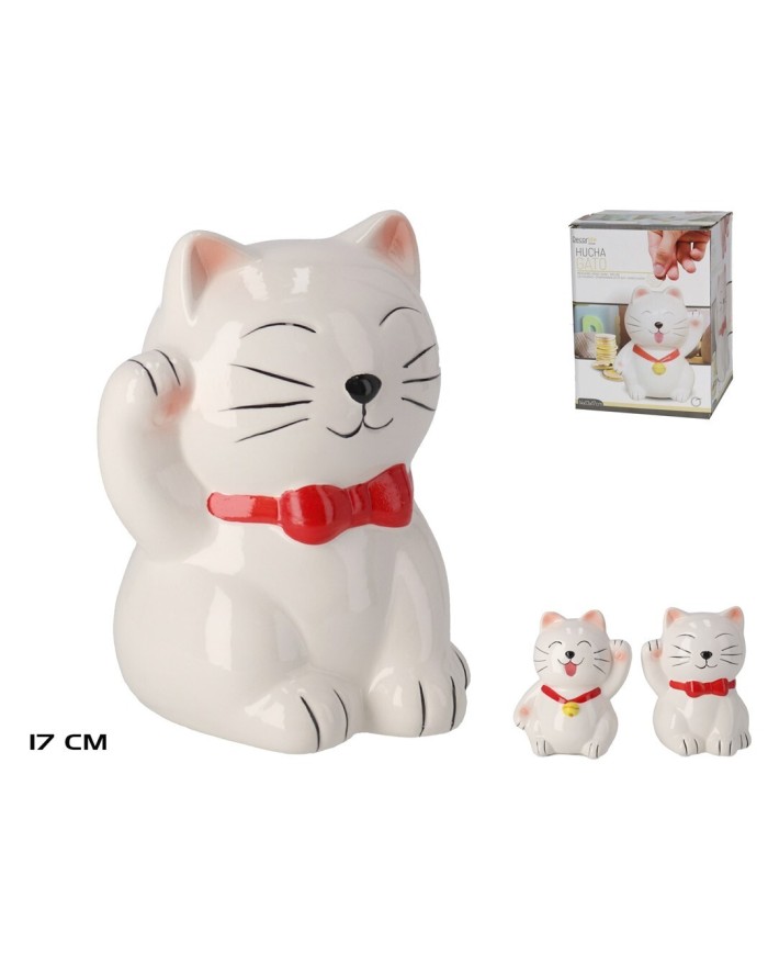 HUCHA GATO BLANCO 17 CM 2 SURT.