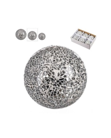 BOLA DECORACION MOSAICO  Ø8 cm PLATEADA