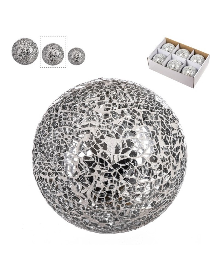 BOLA DECORACION MOSAICO  Ø8 cm PLATEADA
