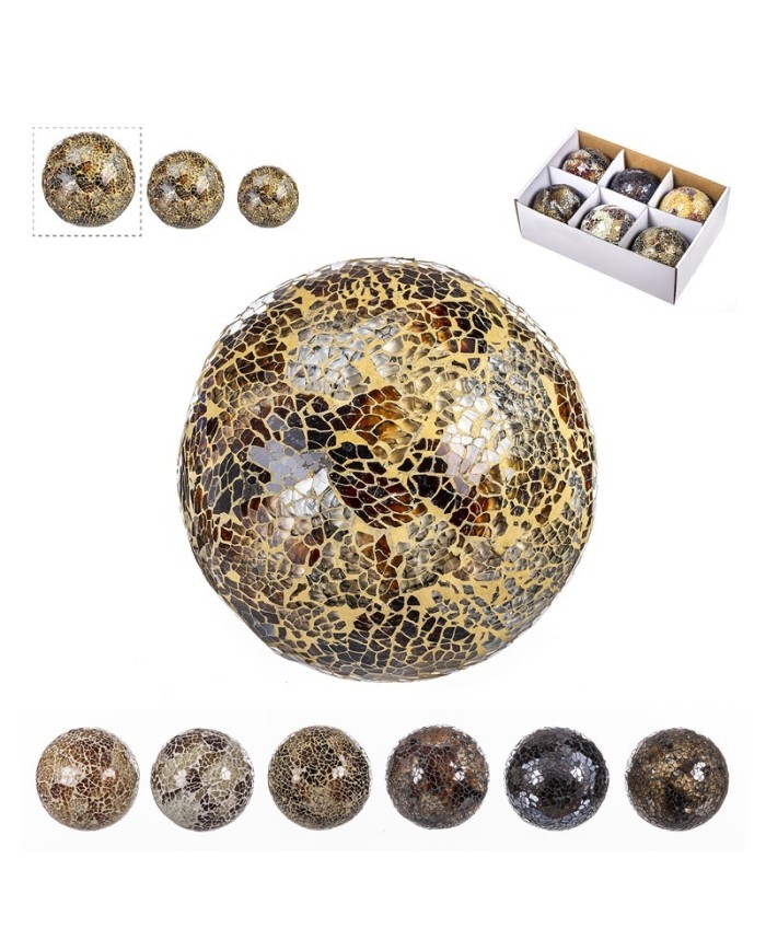 BOLA DECORACION MOSAICO Ø10 cm TERRACOTA S/6