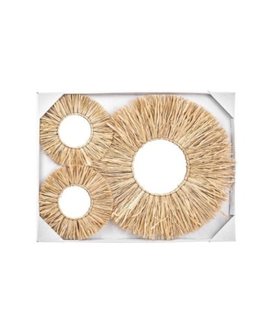 SET 3 ESPEJOS PARED RATAN SIGYN 25/25/50 cm