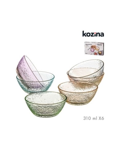 SET 6 BOLS COLORES CRISTAL 310 ml