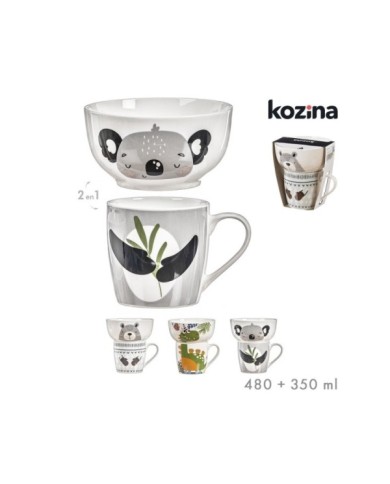 SET MUG + BOL ANIMALES SURT/3