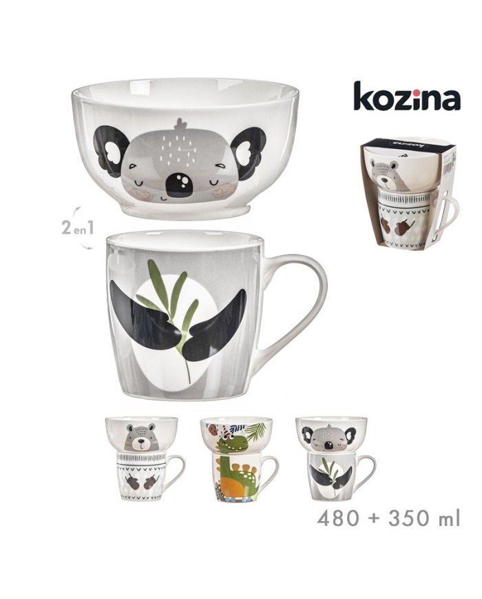 SET MUG + BOL ANIMALES SURT/3