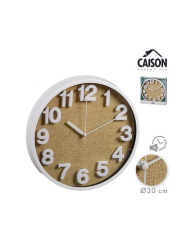 RELOJ PARED 30,5 cm MARCO BLANCO+ESFERA BEIGE