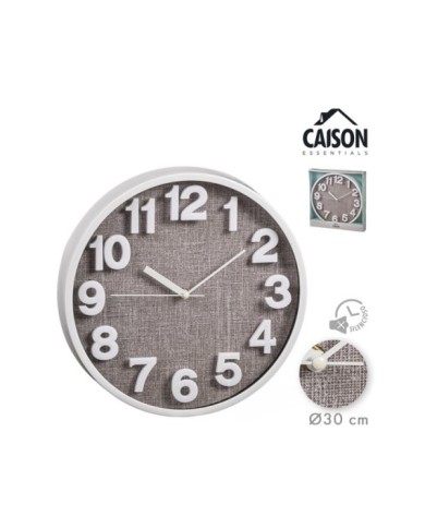 RELOJ PARED 30,5 cm MARCO BLANCO+ESFERA GRIS