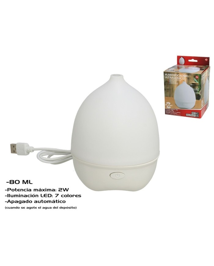 HUMIDIFICADOR ULTRASÓNICO C/ LED 12,5 CM