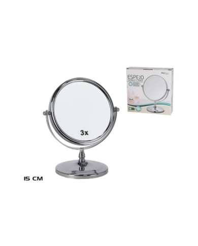 ESPEJO DOBLE CARA 15CM C/ AUMENTO 3X