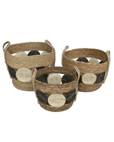 SET 3 CESTOS CON ASAS RAYAN 33X26CM