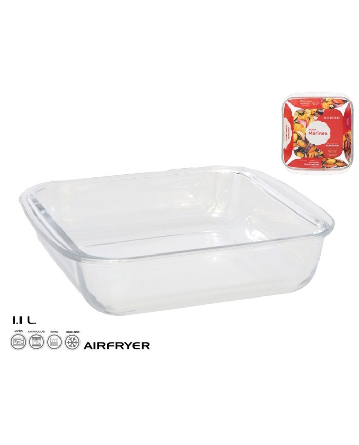 FUENTE CUADRADA 20.5X18X5 CM 1,1L