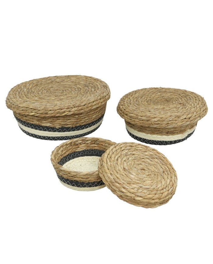 SET 3 CESTOS CON TAPA ANAS 26X10CM