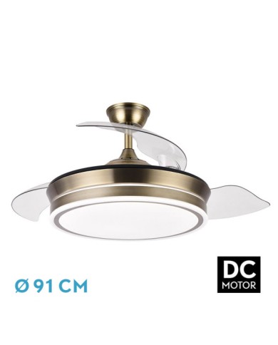 VENTILADOR DC BAYOMO CUERO 72W 6120LM 91D 3ASP.DES PLEGABLES 3000-4000-6000K...