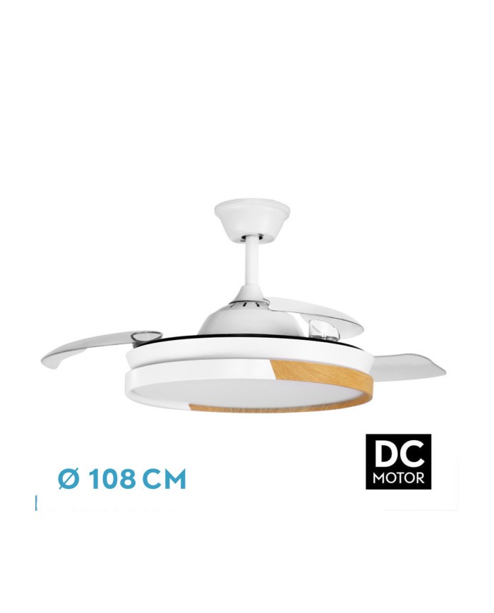 VENTILADOR DC EMPERADOR 72W BLANCO/HAYA 3ASPAS DES PLEGABLES 108D 7200LM...