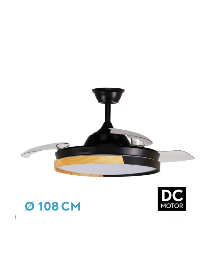 VENTILADOR DC EMPERADOR 72W NEGRO/HAYA 3ASPAS DESP LEGABLES 108D 7200LM...