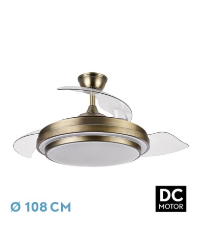 VENTILADOR DC IBE 59W 6980LM CUERO 3 ASP.DESP. 107 D 3000-4000-6000K REMOTO,...