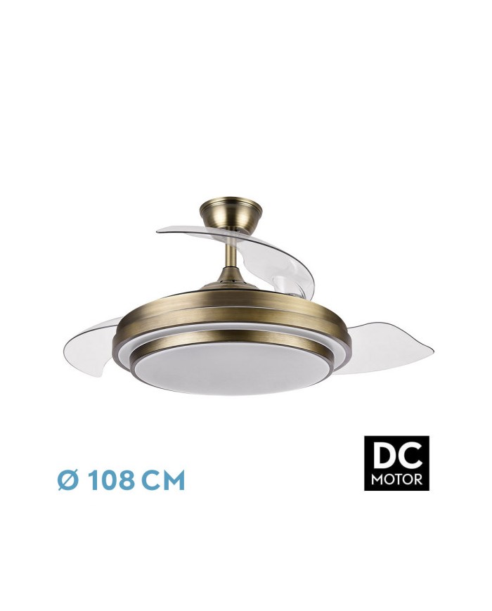 VENTILADOR DC IBE 59W 6980LM CUERO 3 ASP.DESP. 107 D 3000-4000-6000K REMOTO,...
