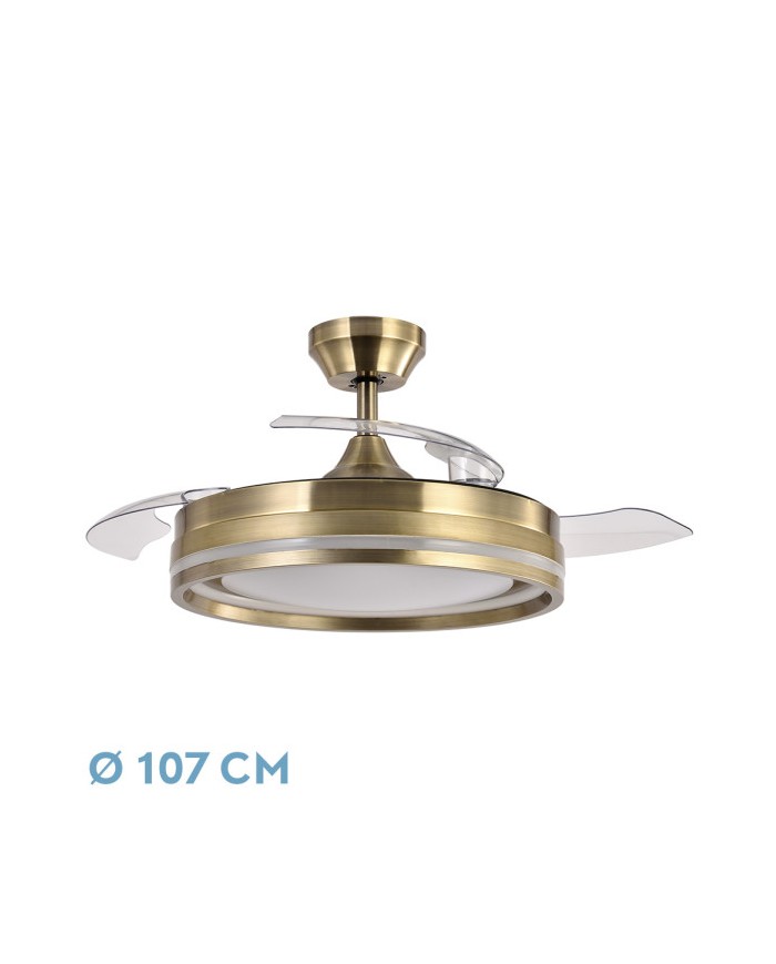 VENTILADOR DC CERRATO CUERO 72W 3ASPAS DESPLEGABLE S 107D 7200LM 6VEL...