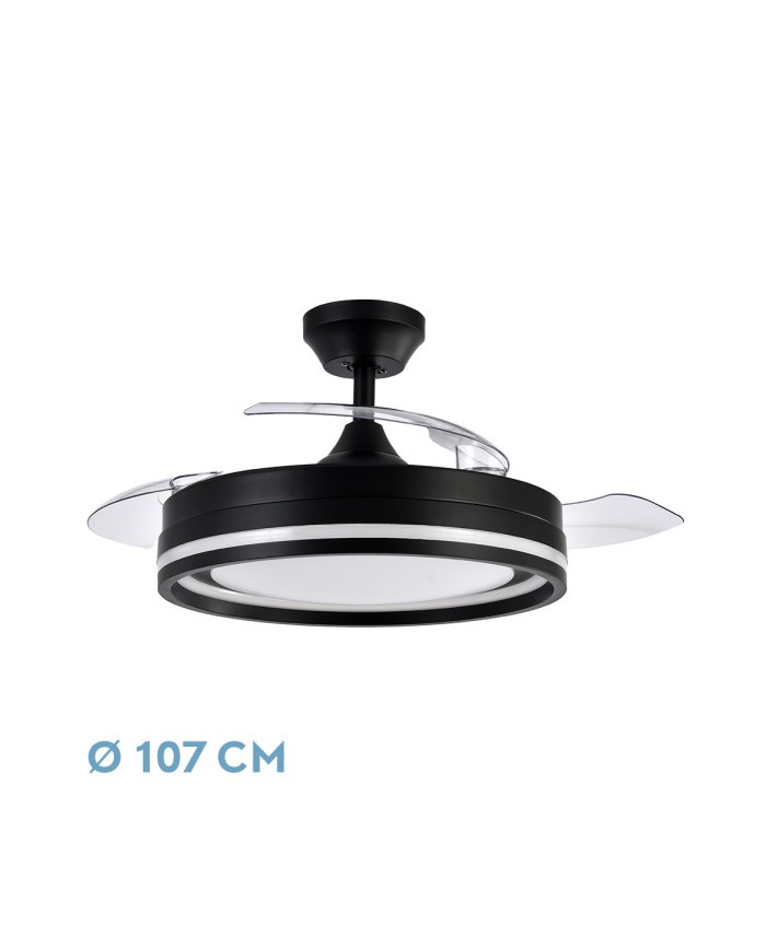 VENTILADOR DC CERRATO NEGRO 72W 3ASPAS DESPLEGABLE S 107D 7200LM 6VEL...