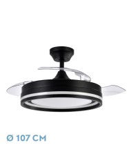 VENTILADOR DC CERRATO BLANCO 72W 3ASPAS DESPLEGABL ES 107D 7200LM 6VEL...