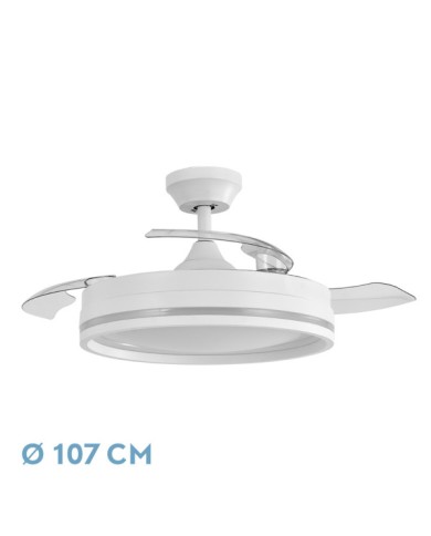 VENTILADOR DC CERRATO BLANCO 72W 3ASPAS DESPLEGABL ES 107D 7200LM 6VEL...