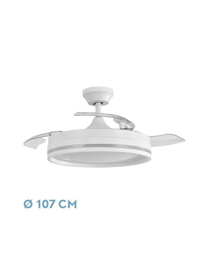 VENTILADOR DC CERRATO BLANCO 72W 3ASPAS DESPLEGABL ES 107D 7200LM 6VEL...