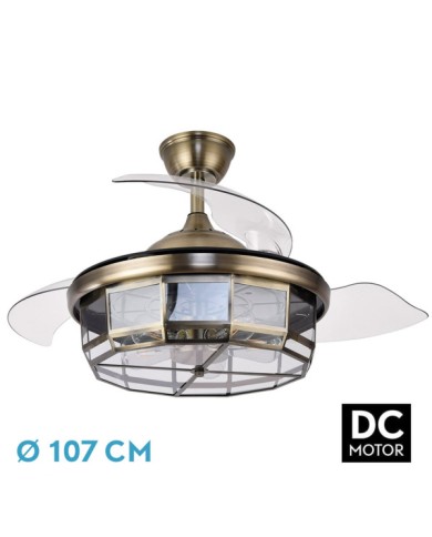 VENTILADOR DC TORNADO CUERO 5XE27 107D 3ASPAS DESP LEGABLES 6VELOCIDADES...