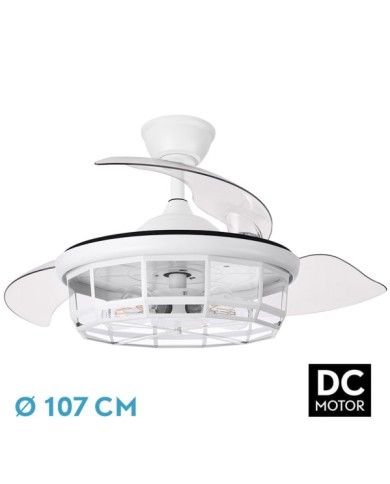 VENTILADOR DC TORNADO BLANCO 5XE27 107D 3ASPAS DES PLEGABLES 6VELOCIDADES...