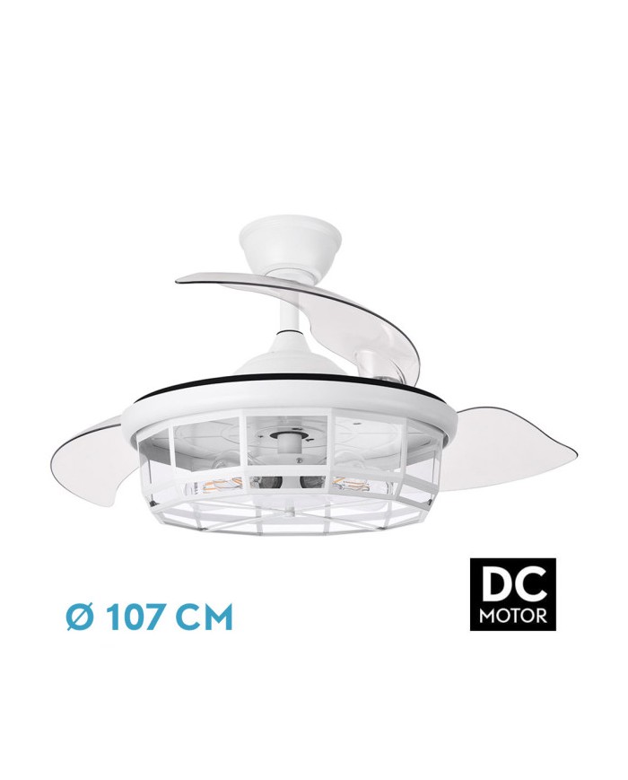 VENTILADOR DC TORNADO BLANCO 5XE27 107D 3ASPAS DES PLEGABLES 6VELOCIDADES...