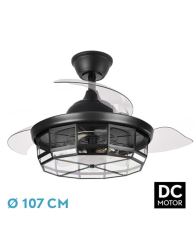 VENTILADOR DC TORNADO NEGRO 5XE27 107D 3ASPAS DESP LEGABLES 6VELOCIDADES...