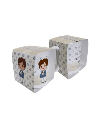 TAZA NIÑO COMUNIÓN BALONES EN CAJA PERSONALIZADA