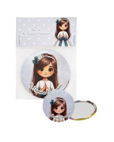 PACK ESPEJO NIÑA LUNARES AZUL
