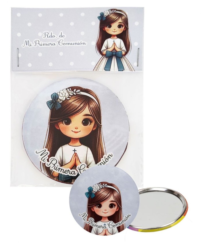 PACK ESPEJO NIÑA LUNARES AZUL