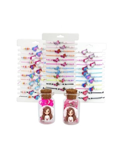 FRASCO NIÑA ROSA CON PULSERA SURTIDA