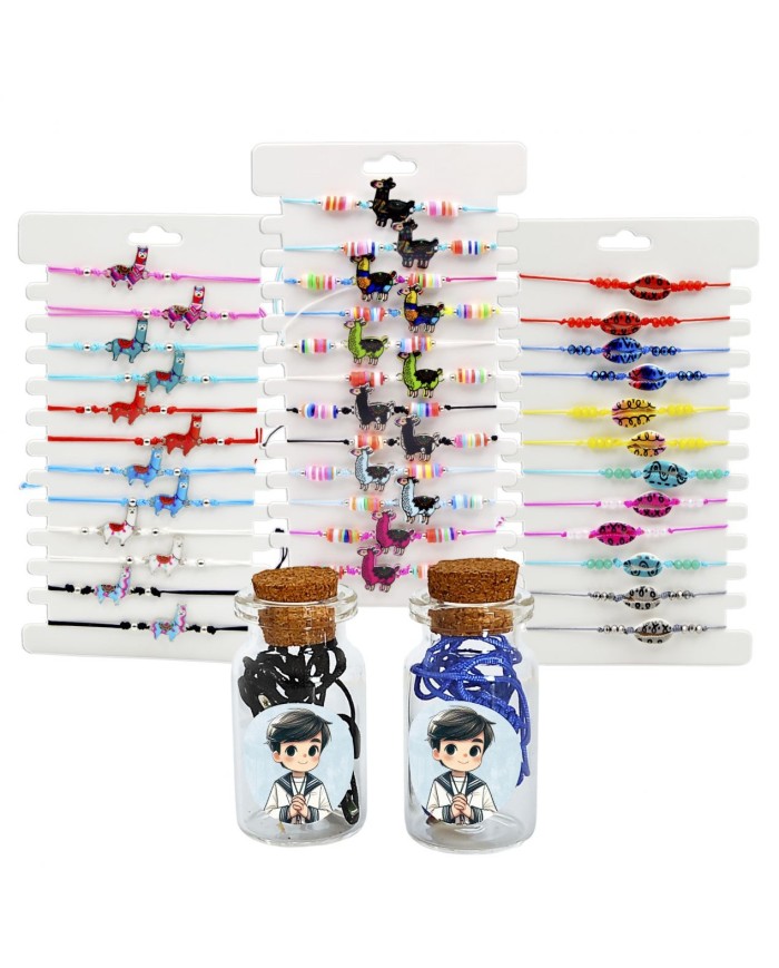 FRASCO NIÑO AZUL CON PULSERA SURTIDA