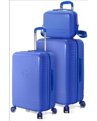 TROLLEY JUEGO DE 2 ABS 4 RUEDAS DOBLES.EXT+NECESER ROSA