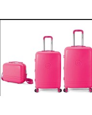 TROLLEY JUEGO DE 2 ABS 4 RUEDAS DOBLES.EXT+NECESER ROSA