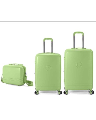 TROLLEY JUEGO DE 2 ABS 4 RUEDAS DOBLES.EXT+NECESER VERDE