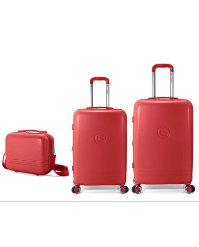 TROLLEY JUEGO DE 2 ABS 4 RUEDAS DOBLES.EXT+NECESER ROJO