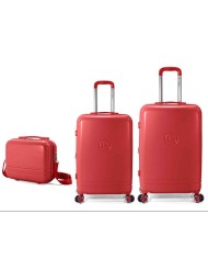 TROLLEY JUEGO DE 2 ABS 4 RUEDAS DOBLES.EXT+NECESER ROJO