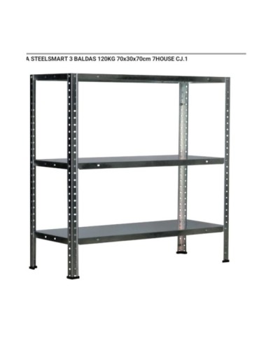 ESTANTERÍA METÁLICA GALVANIZADA STEELSMART 3 BALDAS 120KG 70x30x70cm 7HOUSE CJ.1