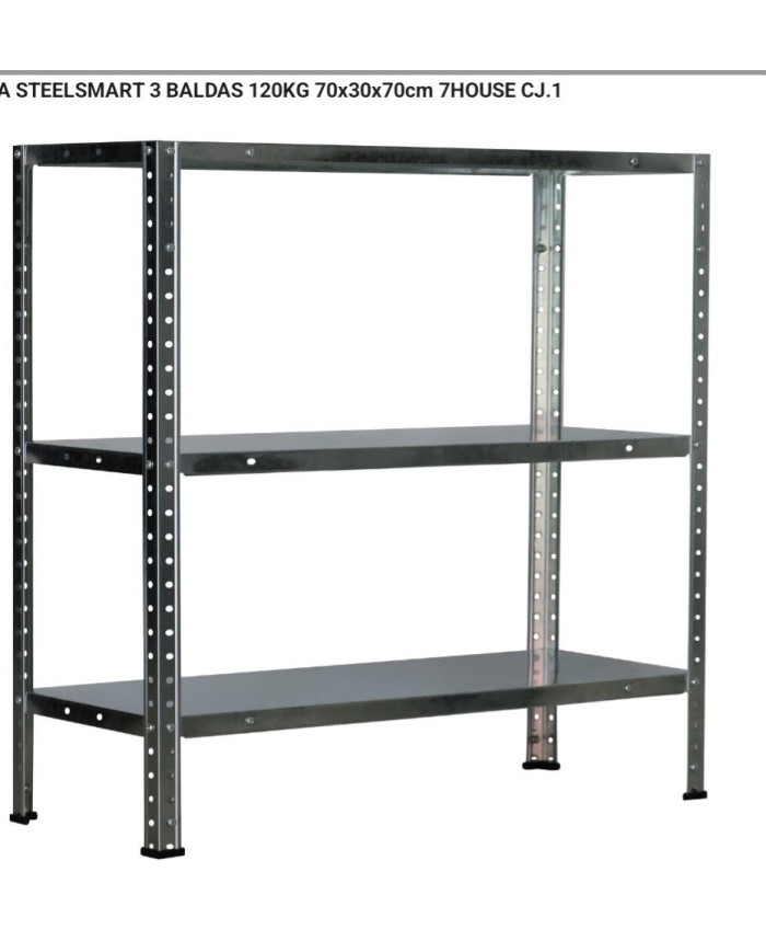ESTANTERÍA METÁLICA GALVANIZADA STEELSMART 3 BALDAS 120KG 70x30x70cm 7HOUSE CJ.1