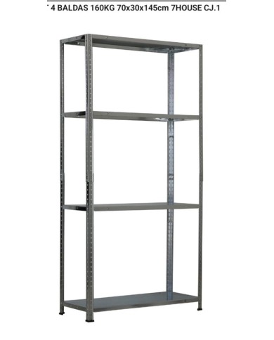 ESTANTERÍA METÁLICA GALVANIZADA STEELSMART 4 BALDAS 160KG 70x30x145cm 7HOUSE CJ.1