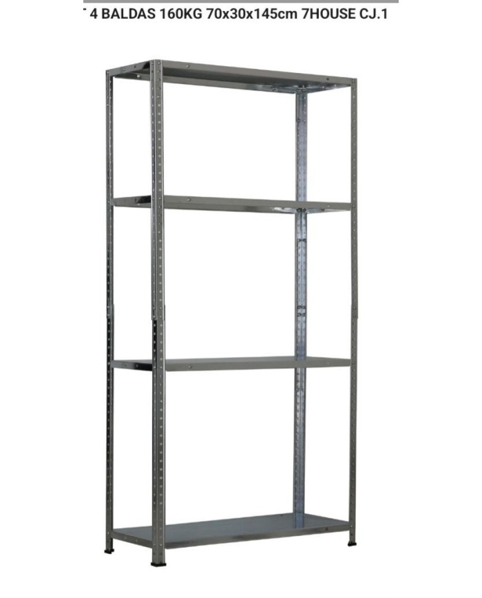 ESTANTERÍA METÁLICA GALVANIZADA STEELSMART 4 BALDAS 160KG 70x30x145cm 7HOUSE CJ.1