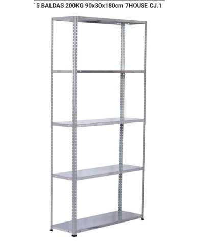 ESTANTERÍA METÁLICA GALVANIZADA STEELSMART 5 BALDAS 200KG 90x30x180cm 7HOUSE CJ.1