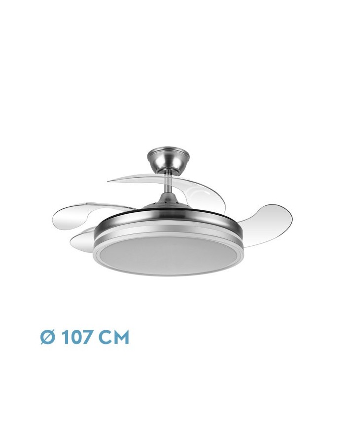 VENTILADOR BAYOMO 59W 6980LM NIQUEL 4 ASPAS DESP. 34,5/42X50/107 D.3 COLOR