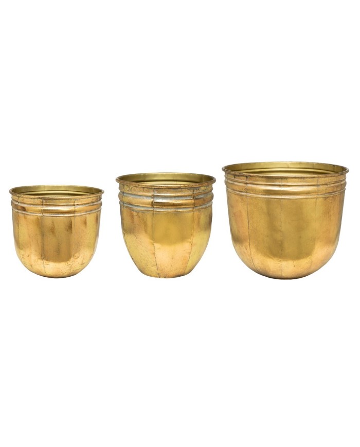 SET 3 CUBREMACETAS METAL DORADO